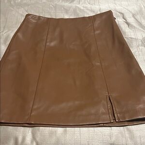 LOFT Tan Leather Mini Skirt
